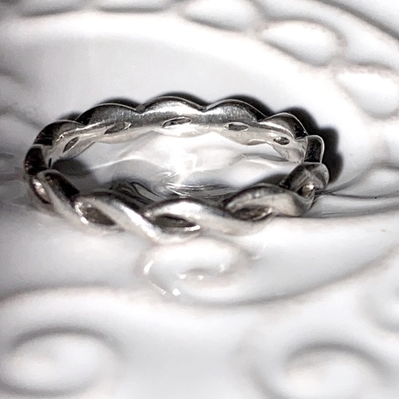 Sterling Silver Twisted Rope Wedding Anniversary Band Ring Vintage With Pouch - Picture 8 of 16